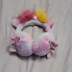 Unk Unicorn Plush Earmuffs - Pink and Yellow